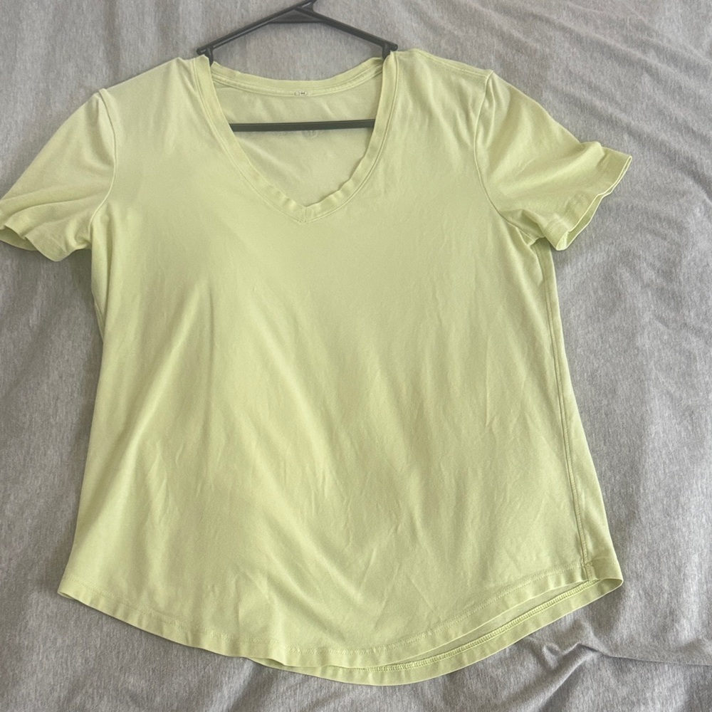 lululemon athletica Soft Yellow V-Neck Tee